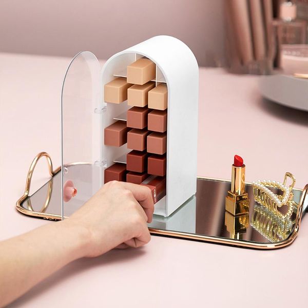 

storage boxes & bins 18 grids lipstick rack multi-function transparent makeup display fashion nail cosmetic organizer holder tool