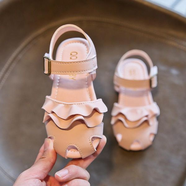 

sandals summer ruffles children shoes girls baby korean party princess soft beach solid for 1-6 years old 2021, Black;red