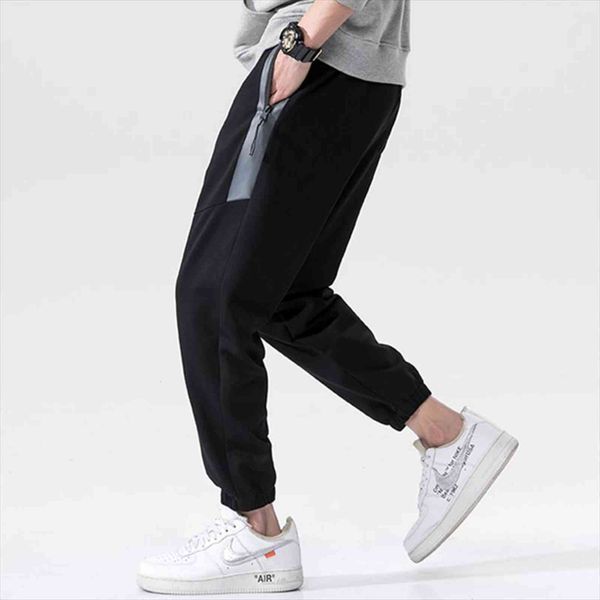 

plus size summer sweatpants sportswear women pant casual track male joggers ankle length baggy trousers 6xl 7xl 8xl, Black