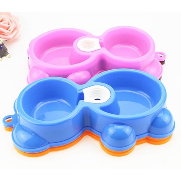 

dog bowls & feeders dual pet feeder plastic drinking dish anti-slip cat water bowl puppy feeding supplies accessories