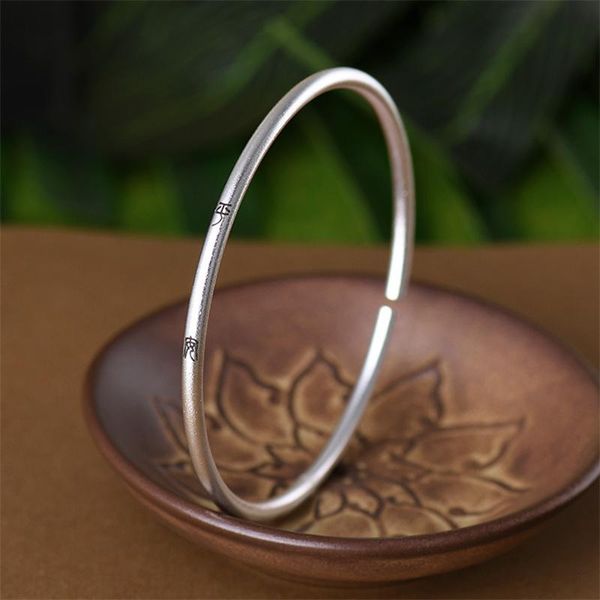 

bangle chinese characters fashion fine circle frosted bracelet classic retro simple style adjustable cuff party gift, Black