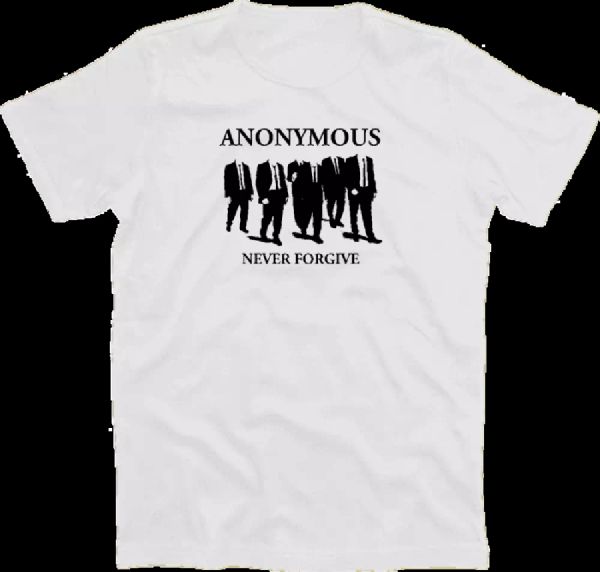 

anonymous iv-never forgive occupy wallstreet worldwide t-shirt s-xxxl, White;black