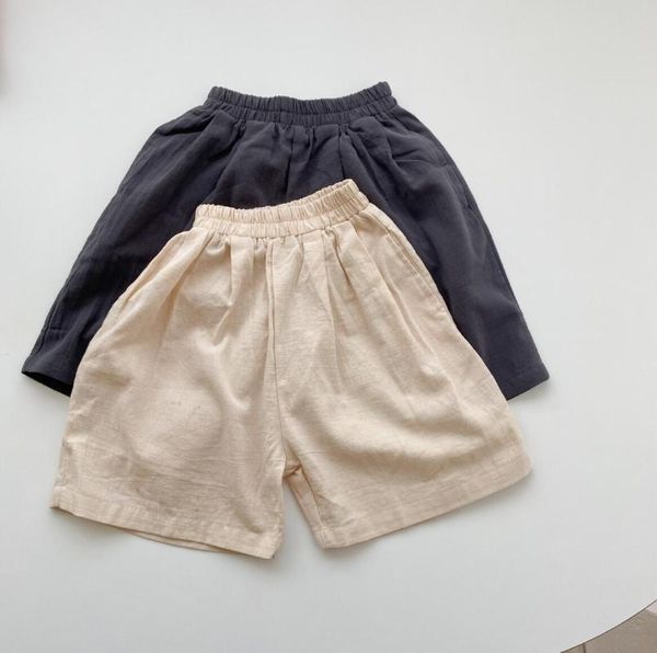 

trousers 2021 girls boys long pants cotton linen summer cool kids pp, Blue