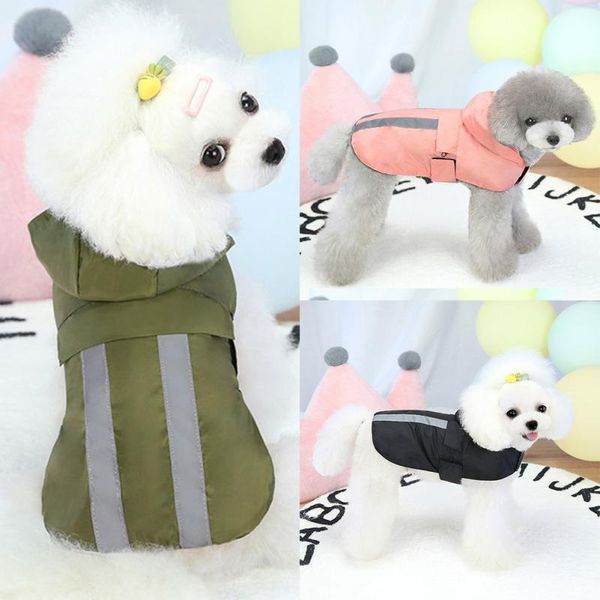 

dog apparel pet hooded reflective strip waterproof, breathable, sweat-absorbent, lightweight raincoat