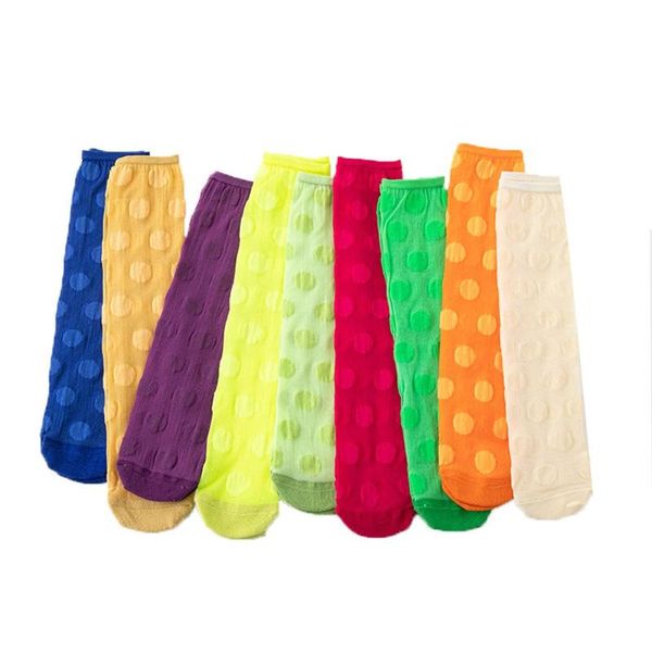 

socks neon green polka dot girls transparent mesh harajuku lovely 2-12y kids baby summer short ankle, Pink;yellow