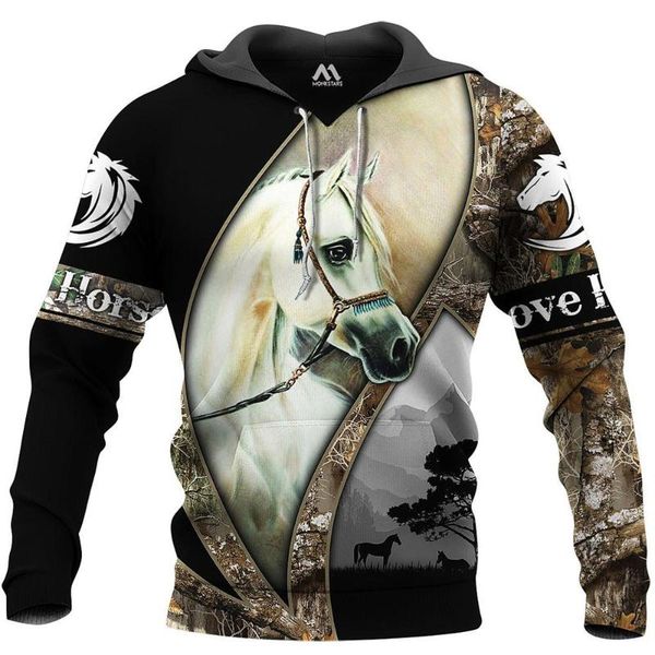 

men's hoodies & sweatshirts animal horse 3d printing hoodie fashion hooded sweatshirt beautiful zip cap soaked casual street zipper spo, Black