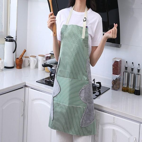 

household kitchen apron waterproof oil resistant waist women adjustable cooking gown wholesale pink accessories aprons