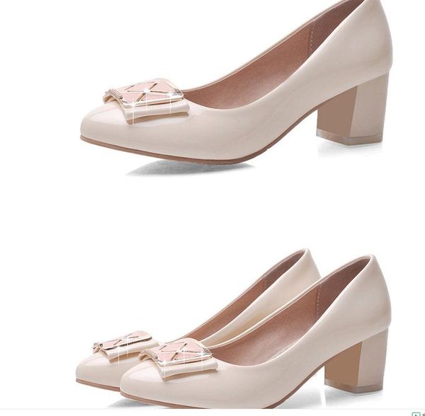 

women's shoes in spring and autumn middle coarse heel round head bowknot@2044, Black