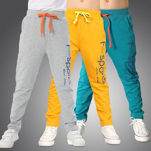 

trousers new fashion brand kids boys pants letter print cotton children sport casual clothes blue yellow grey 5b4o