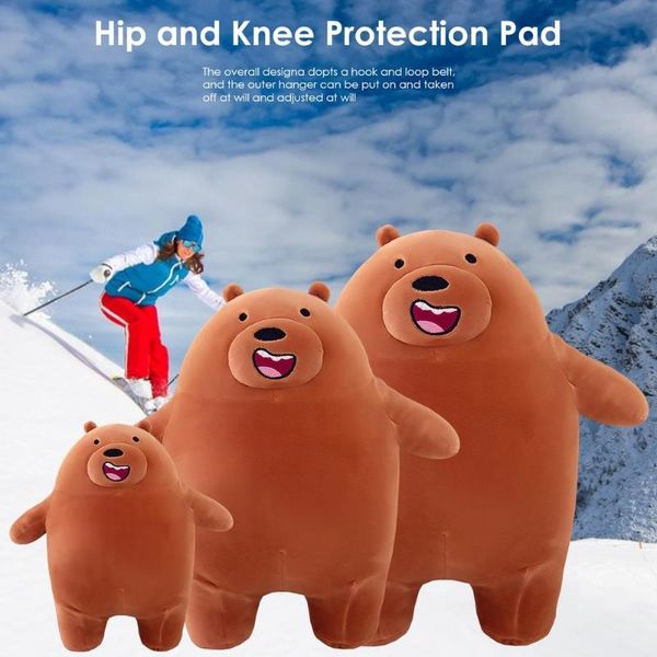 

elbow & knee pads outdoor skiing brown bear tailbone hip protector anti-fall and -proof roller skating, Black;gray
