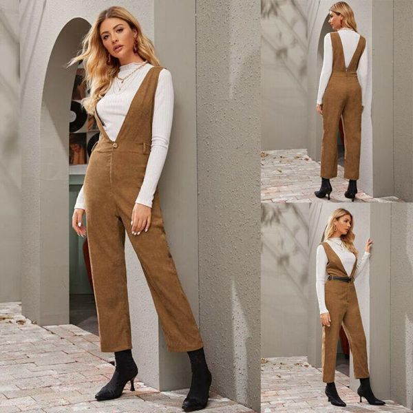 

women's jumpsuits & rompers womens jumpsuit v neck romper ladies sleeveless playsuit streetwear female casual button pants solid long t, Black;white