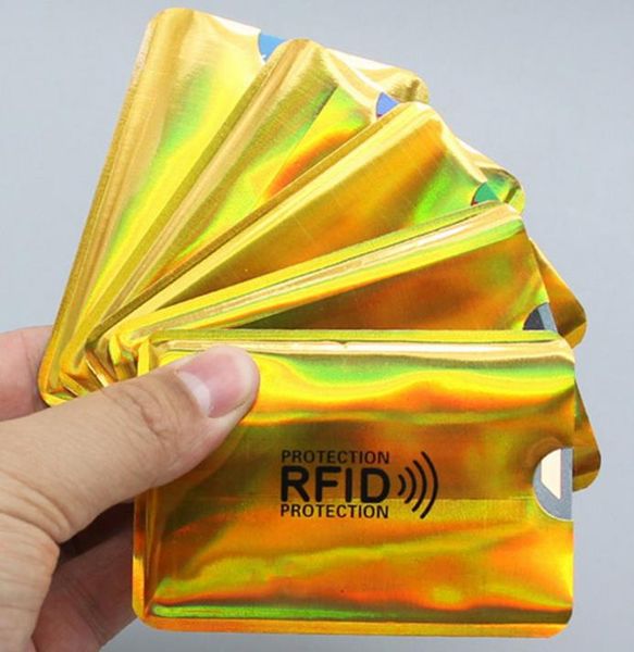 XIRUOER Lazer Altın Kollu Anti RFID Kollu Cüzdan Blokaj Okuyucu Kilidi Banka Kartı Tutucu KIMLIK Kart Durumda Koruma Metal Kredi NFC Kart Tutucu Alüminyum Malzeme