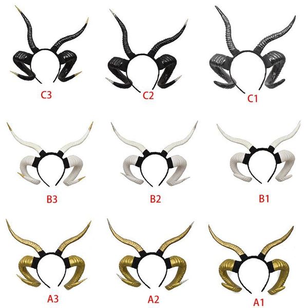 Altri articoli per feste per eventi Punk gotico Donne Antilope Corno di pecora Fascia Foresta Animale Cosplay Cerchio per capelli Halloween Masquerade Devil Costu