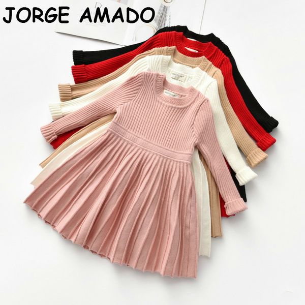 

girl's dresses autumn and winter girls sweater children's wool warm long sleeve toddler girl fall clothes wl002 qwkn, Red;yellow