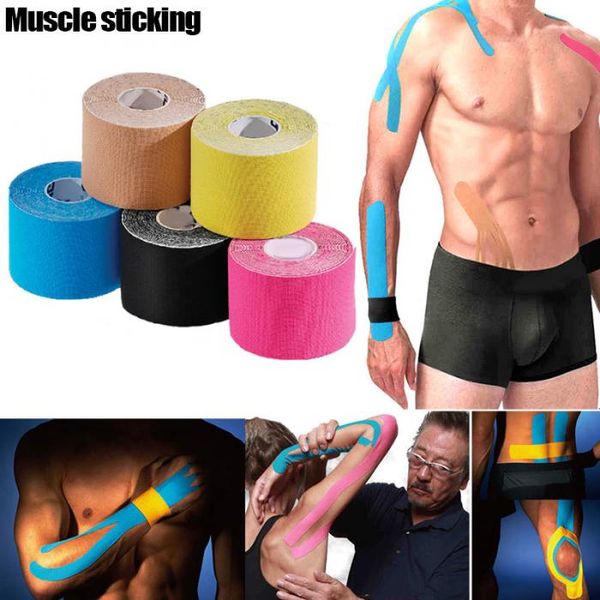 Tape Kinesiologia Outros Mercadorias Esportivas Coloque Algodão Esportes Elastic Adhesive Steper Tensão Fita Knee Pain Relief 5cm * 5M WK569