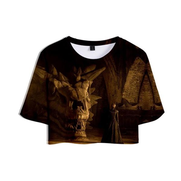 

women's t-shirt house of the dragon 3d lumbar short sleeve 2021 exclusive style summer women fashion tee, White