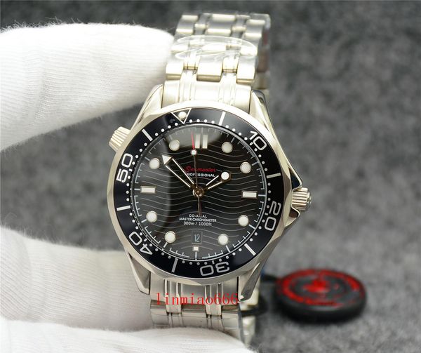 

42mm automatic mechanical outdoor mens watches watch black dial with stainless steel bracelet rotatable bezel transparent case back, Slivery;brown