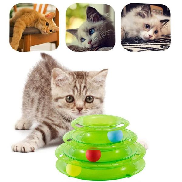 

cat toys pet toy funny tower tracks disc training intelligence amusement plate ball for cats kitten 3 levels
