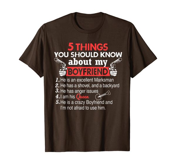 

5 things you should know about my boyfriend funny t-shirt, White;black