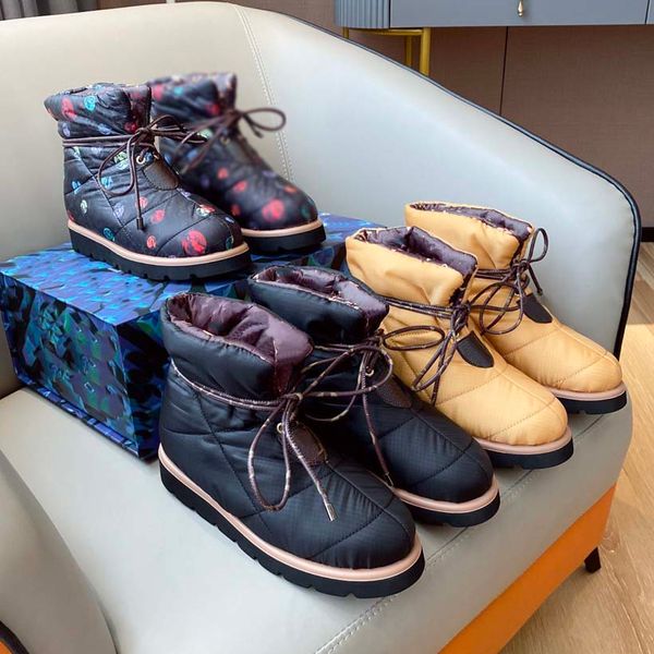 

fashion women designer boots the comfort boot warm winter comes in water-repellent nylon with down filling and can be worn outdoors as well, Black