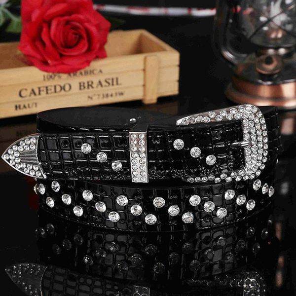 

belts fashion rhinestone for women luxury faux leather belt, Black;brown