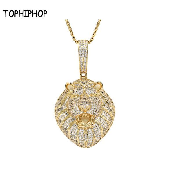 

pendant necklaces iphop gold-plated animal lion necklace with zircon pavÃ© bling men's and women's hip-hop jewelry gifts, Silver