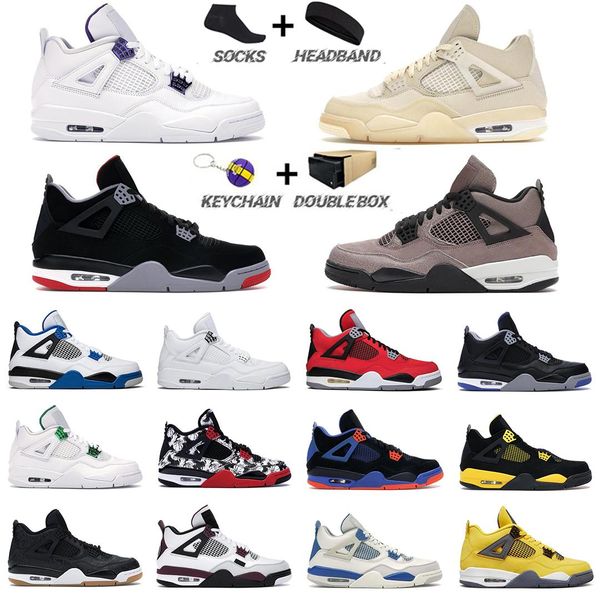 

man basketball shoes white cement classic bred men women jumpman 4 4s black cat sail mens trainers sport sneakers runner chaussures guava ic