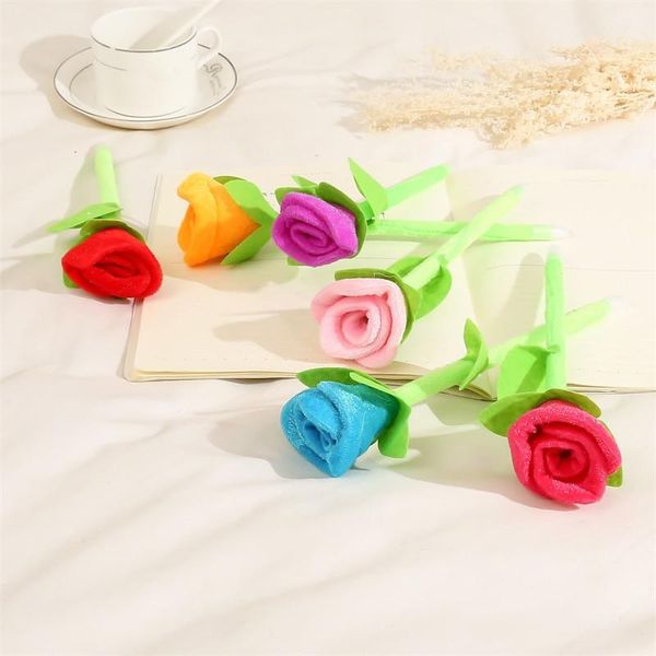 

ballpoint pens 1 pc cute flowers beautiful rose pen creative stationery gift school writing tools office supplies, Blue;orange