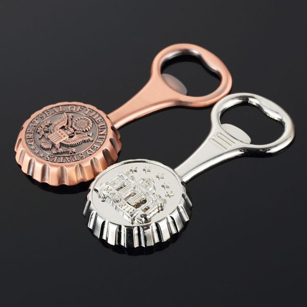 

gift embossed pattern metal bottle opener refrigerator sticker, Slivery;golden
