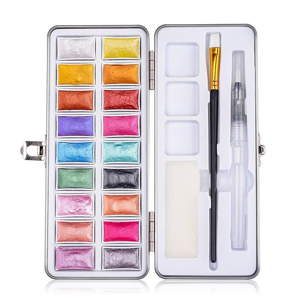

gift sets 2021solid watercolor paint art-grade 18-color semi-dry metal color art painting solid suppliesforartist