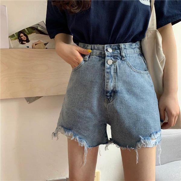 

women's jeans high waist denim shorts women female caual summer wide leg tassel ladies, Blue