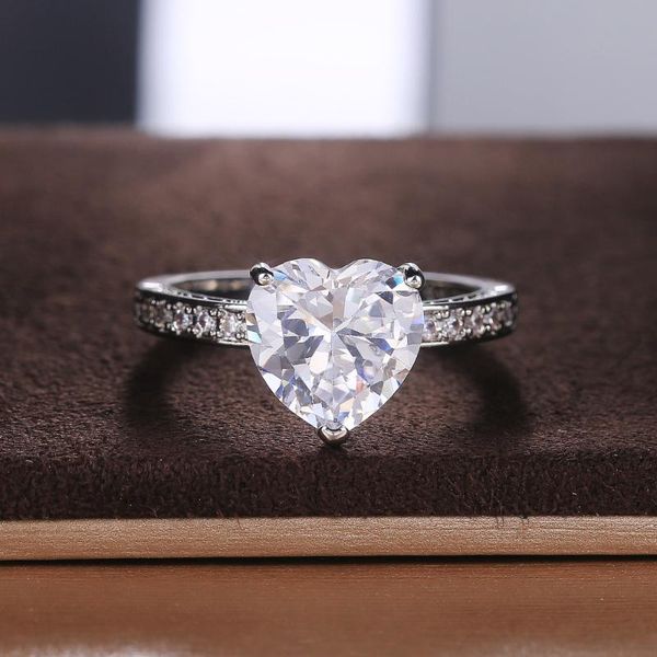 

cluster rings fashion heart zircon for women wedding engagement bridal jewelry cubic zirconia elegant ring accessories, Golden;silver