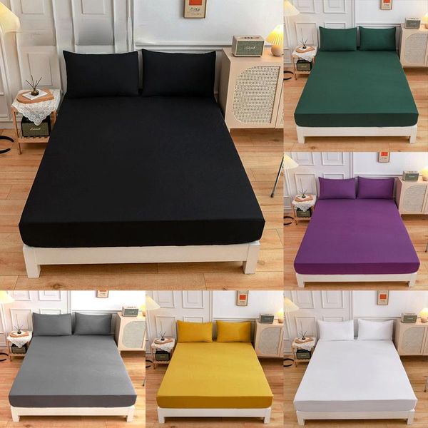 

sheets & sets soft fitted sheet with elastic band solid bed cover-wrinkle,fade,stain and abrasion resistant single double set
