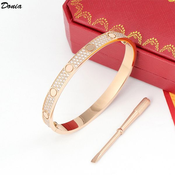 

donia jewelry luxury bangle screwdriver exaggerated titanium steel micro-inlaid zircon gift from european and american fashion designers, Black