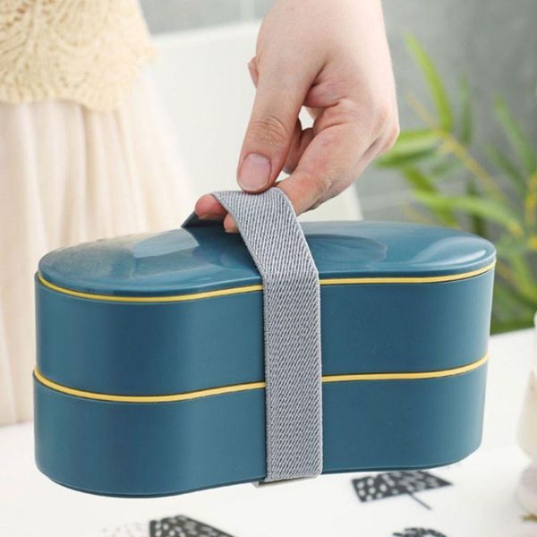 

dinnerware sets portable double-layer lunch box with tableware durable bento case container 203f