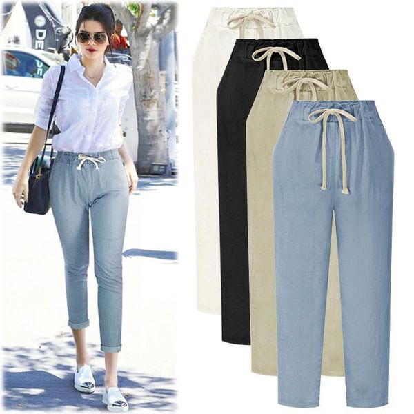 

women's pants & capris chiffon high waist harem bow tie drawstring sweet elastic pockets casual trousers pantalones, Black;white
