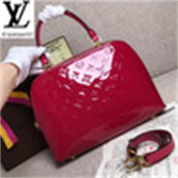 

designer luxury 7f0h m42694 portable diagonal cross bag soft leather bright rose red handbags bags handles shoulder bags brand totes eve