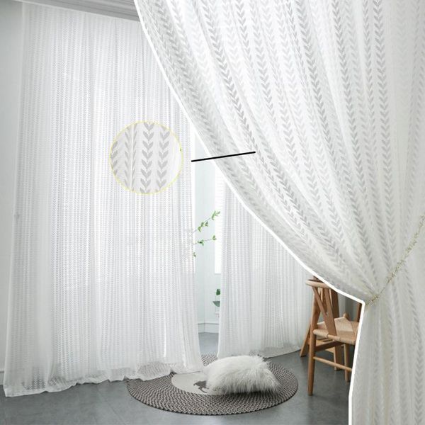 

jacquard white sheer curtains for living room window soft tulle bedroom kitchen floral voile curtain decoration drapes &