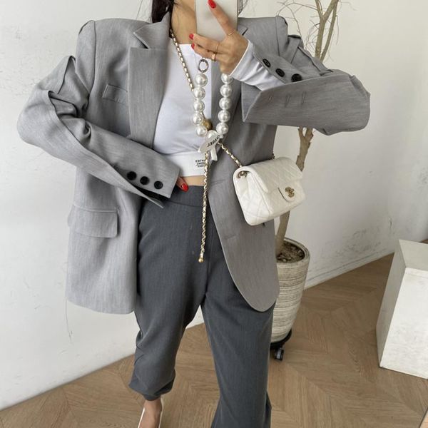 

women's suits & blazers overshirt oversized blazer long sleeve notched jackets autumn pockets ladies outwear green clothes female, White;black