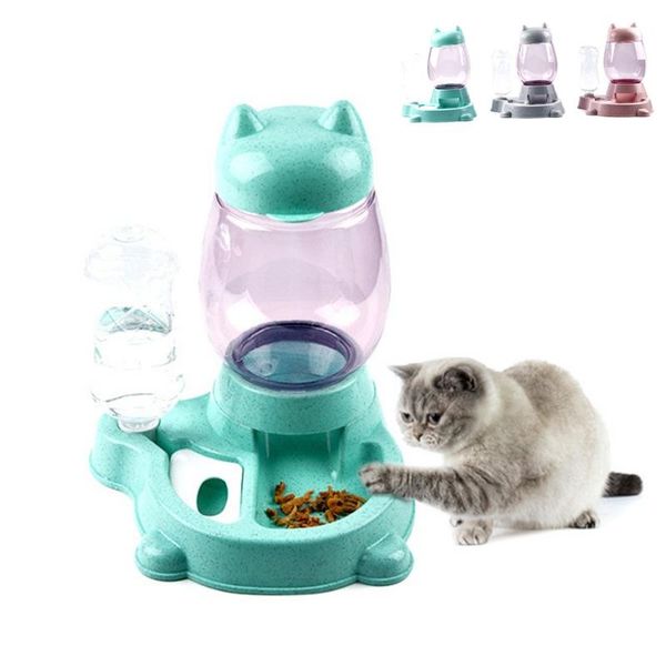 

cat bowls & feeders 2 in 1 automatic feeder pet drinking bowl water dispenser 2.2l large capacity cats dogs feeding auto device