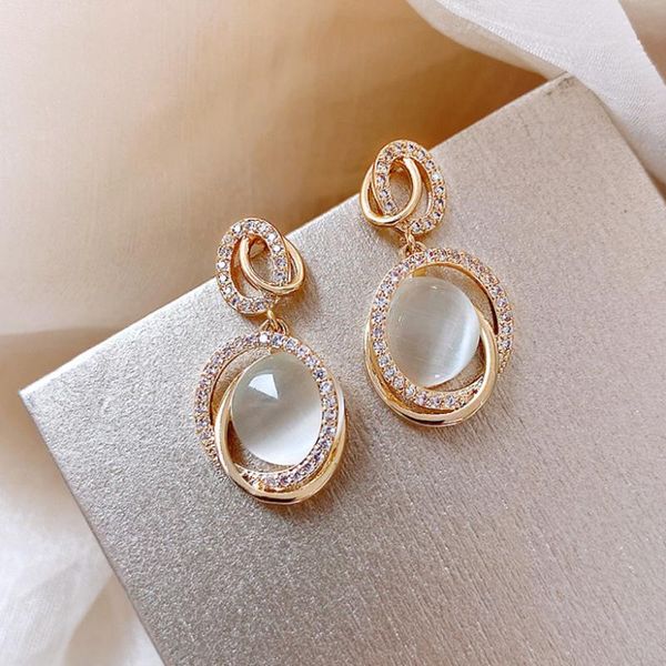 

dangle & chandelier 2021 fashion personality three-dimensional geometric cat's eye ins earrings female trendy korean temperament wild w, Silver