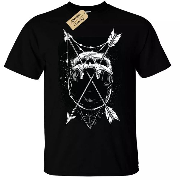 

gothic skull arrows t-shirt for men skulls skeleton gothic rock, White;black