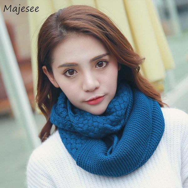

scarves women solid elegant round knitted winter womens warm scarf all-match ladies korean style chic harajuku kawaii sweet girl, Blue;gray