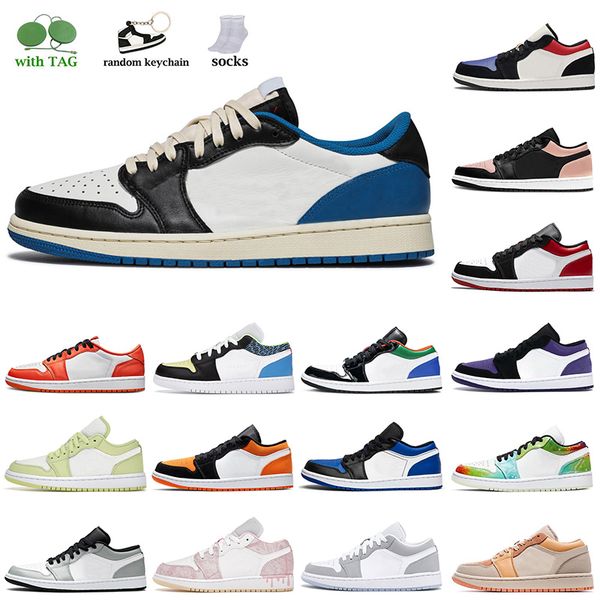 

wholesale low 1s 1 mens basketball shoes womens sneakers 36-46 university blue fragment paint drip unc wolf grey jumpman sports trainers