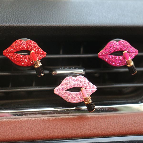 

air freshener car conditioner aromatherapy sheet lips lipstick diamond mouth cute fragrance clip decoration
