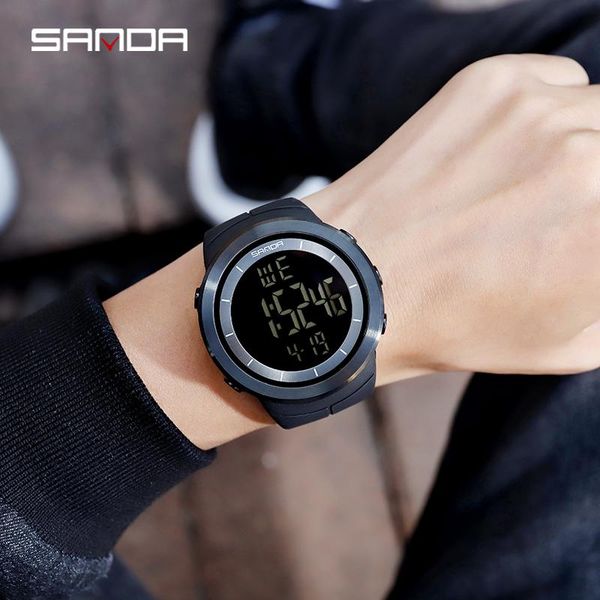 

wristwatches sanda brand big digital men watches waterproof sport watch alarm clock electronic wristwatch relojes deportivos zegarek, Slivery;brown