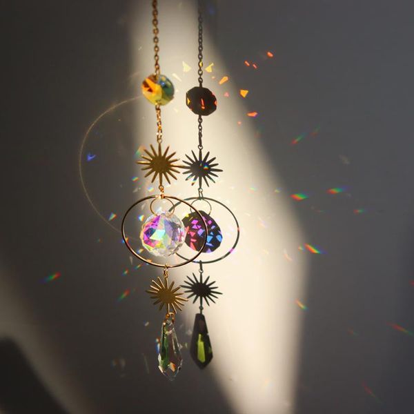 

crystal star moon pendant rainbow suncatcher colorful beads hanging glass prisms for outdoor garden window wedding decoration decorations