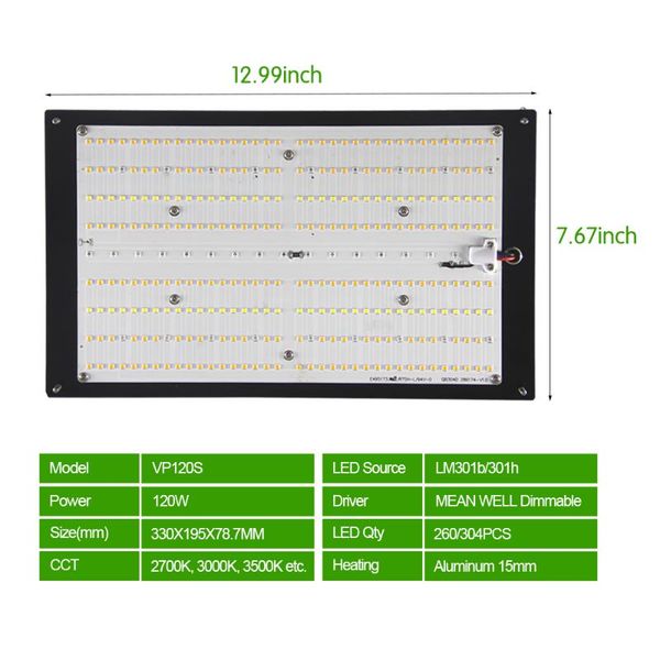 

120w led grow board, v3 qb288 sam-sung lights