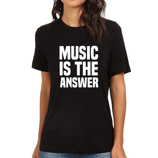 

women's t-shirt lyprerazy music is the answer funny printed, White