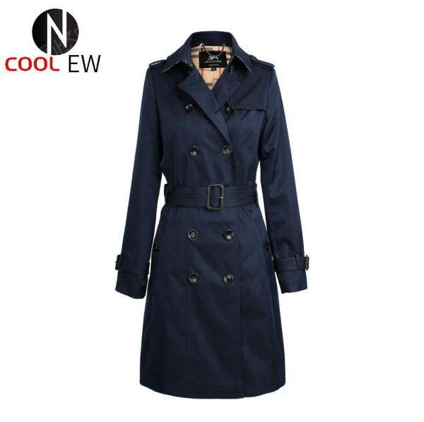 

women's trench coats spring and autumn of long coat double-breasted british style khaki, Tan;black